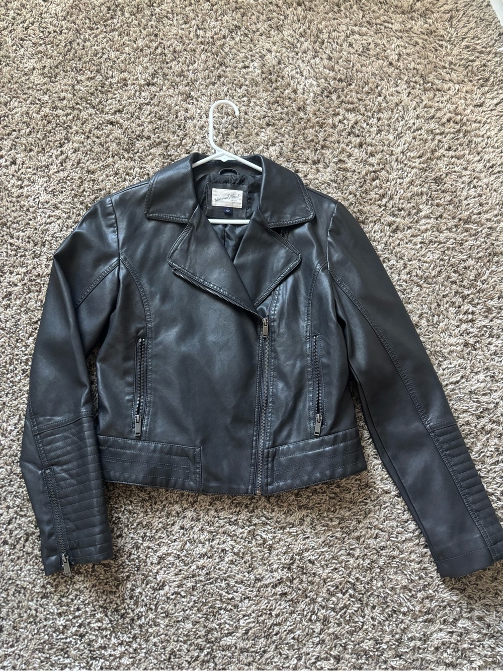 Universal Thread Gray Faux Leather Moto Jacket